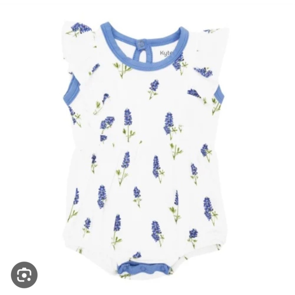 NWOT NEVER WORN KYTE BABY BLUEBONNET BUBBLE ROMPER